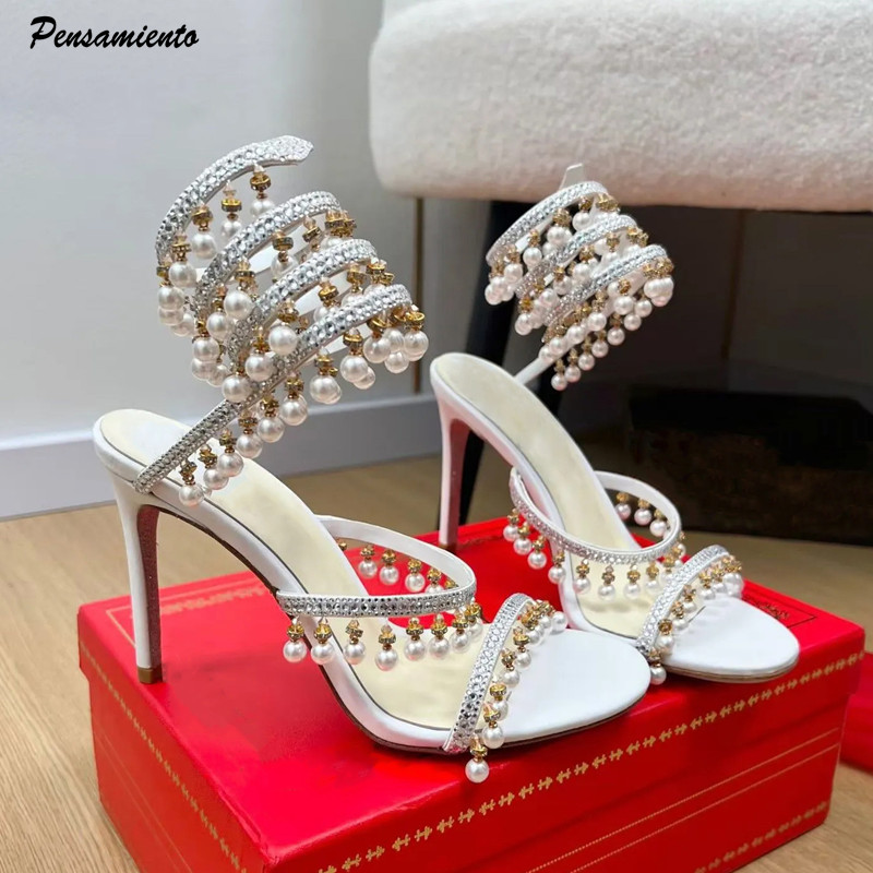 Luxury Lifestyle Shoes - Роскошные женские гладиаторские сандалии с жемчугом,