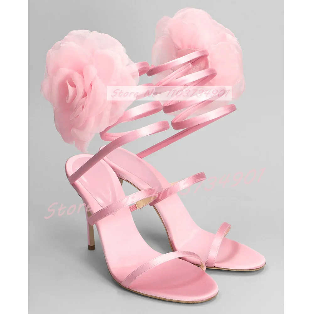 Luxury Lifestyle Shoes - Босоножки женские атласные с кружевом, элегантные