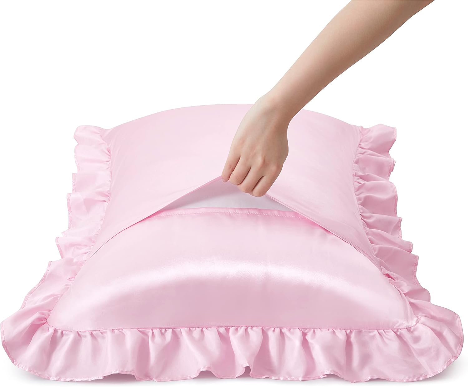 2 шт. атласных наволочек с рюш – обзор и цена Silk Pillowcase Set